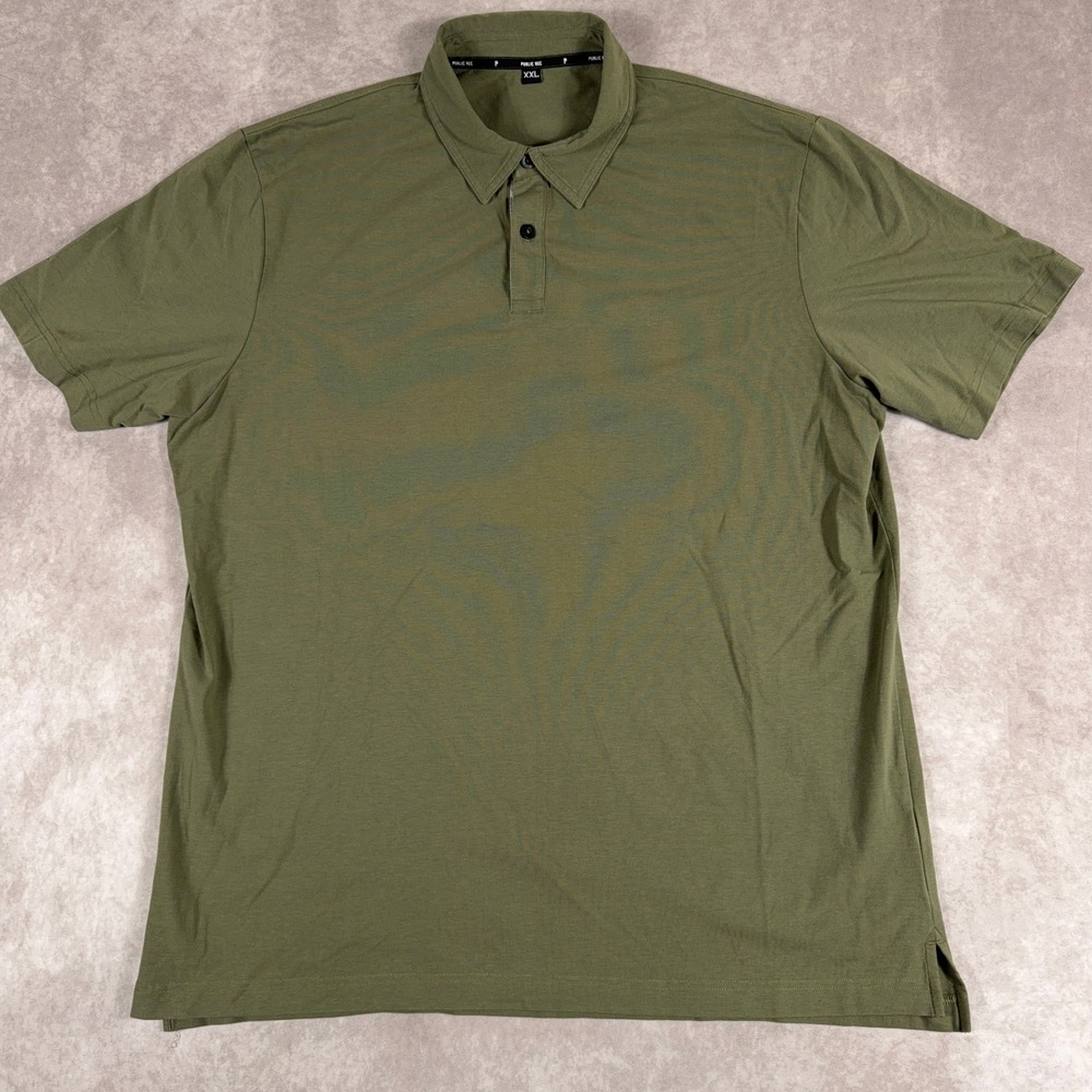Public Rec Polo Shirt Pima‎ Cotton Tencel Blend Stretch XXL Olive Green Mens
